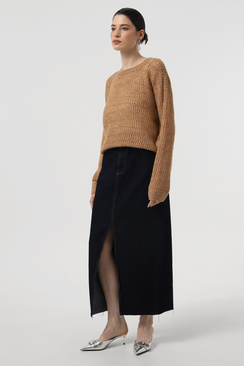 Напівпрозорий в'язаний джемпер кемел | 84800 Напівпрозорий в'язаний джемпер кемел | 84800