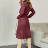 Плаття бордове зі спідницею-плісе | 84944 Плаття бордове зі спідницею-плісе | 84944