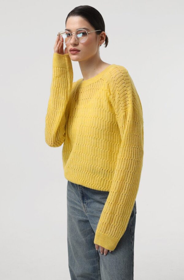 Напівпрозорий в'язаний джемпер жовтий | 84781