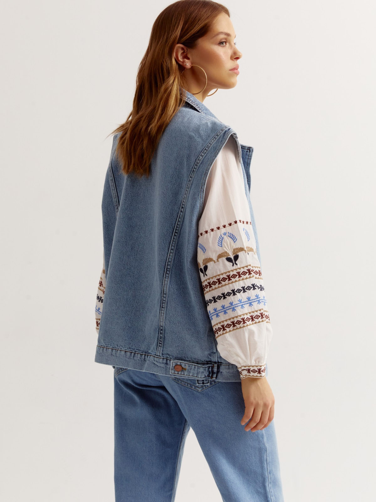 Джинсовий жилет блакитний оверсайз | 84775 Джинсовий жилет блакитний оверсайз | 84775