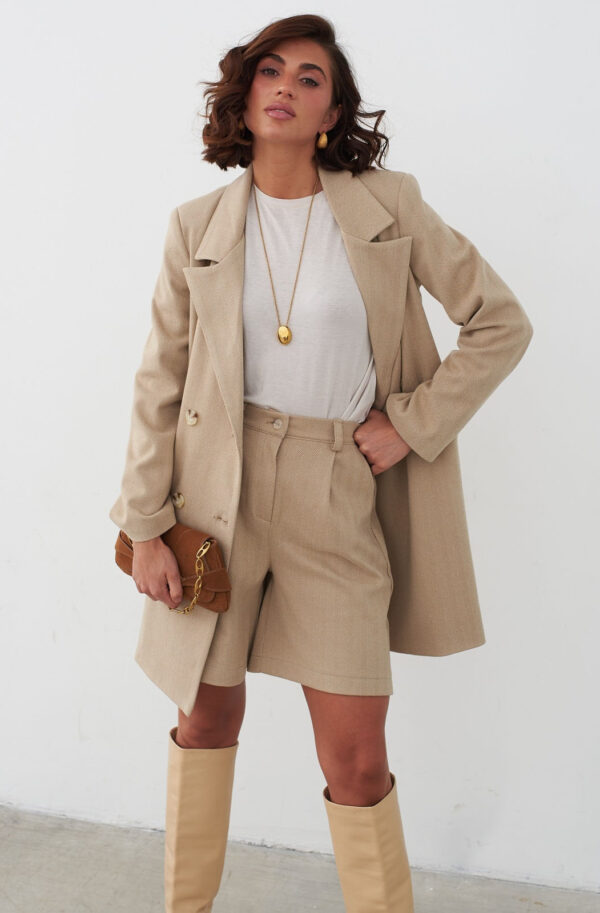 Костюм з шортами та піджаком бежевий | 85052
