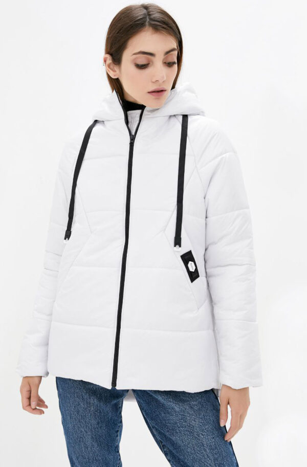 Демісезонна куртка біла зі вшитим каптуром | 85197
