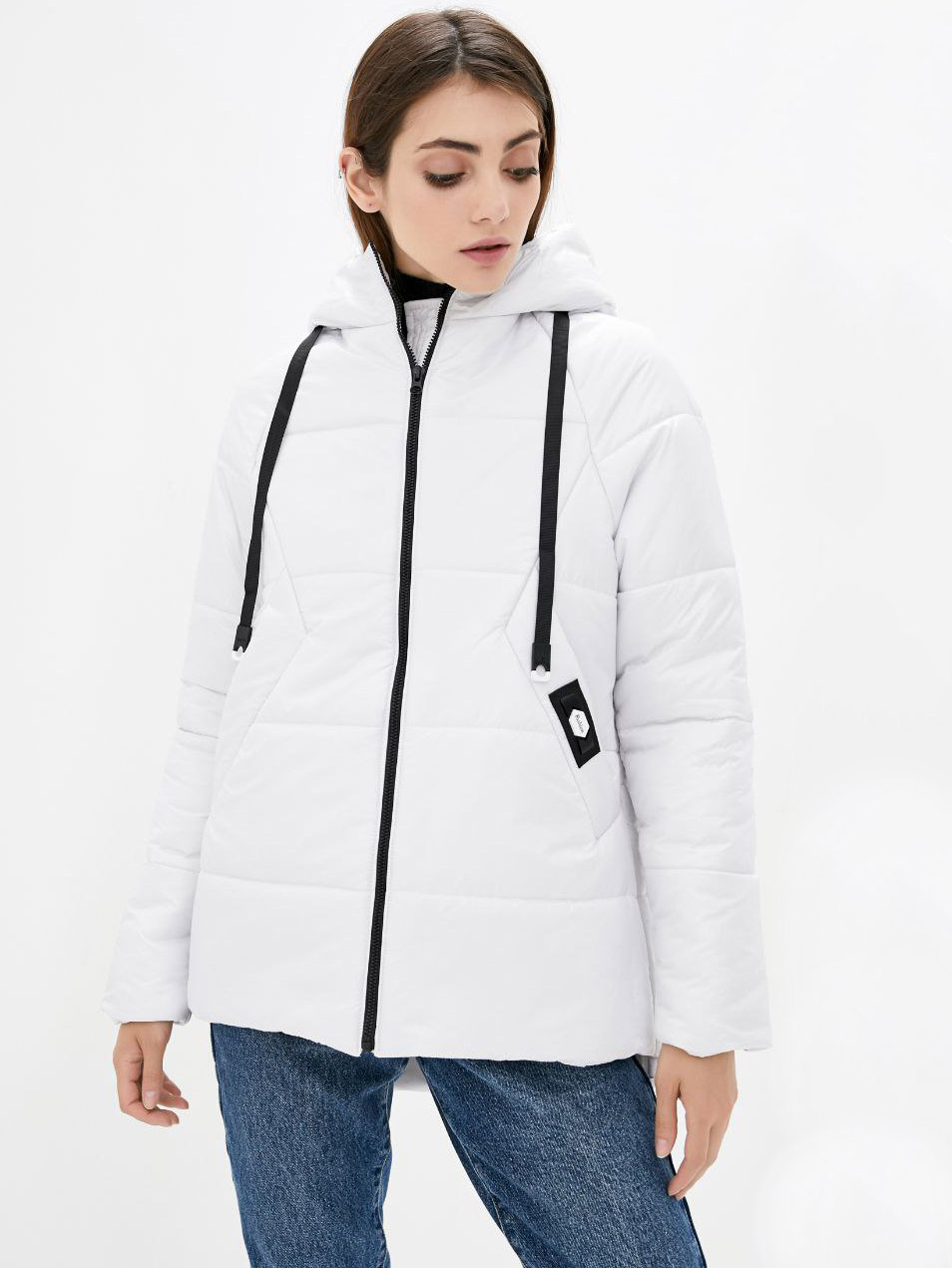 Демісезонна куртка біла зі вшитим каптуром | 85197 Демісезонна куртка біла зі вшитим каптуром | 85197