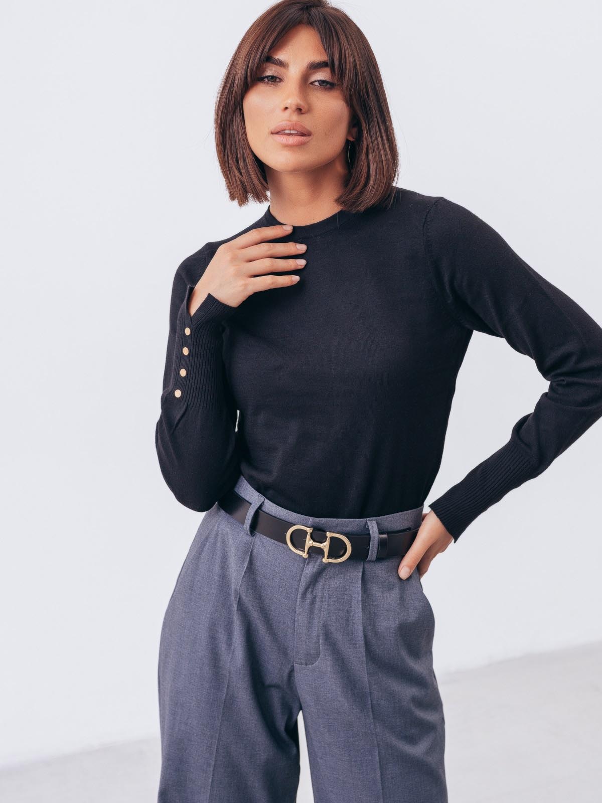 Трикотажний джемпер чорний з віскози | 85123 Трикотажний джемпер чорний з віскози | 85123