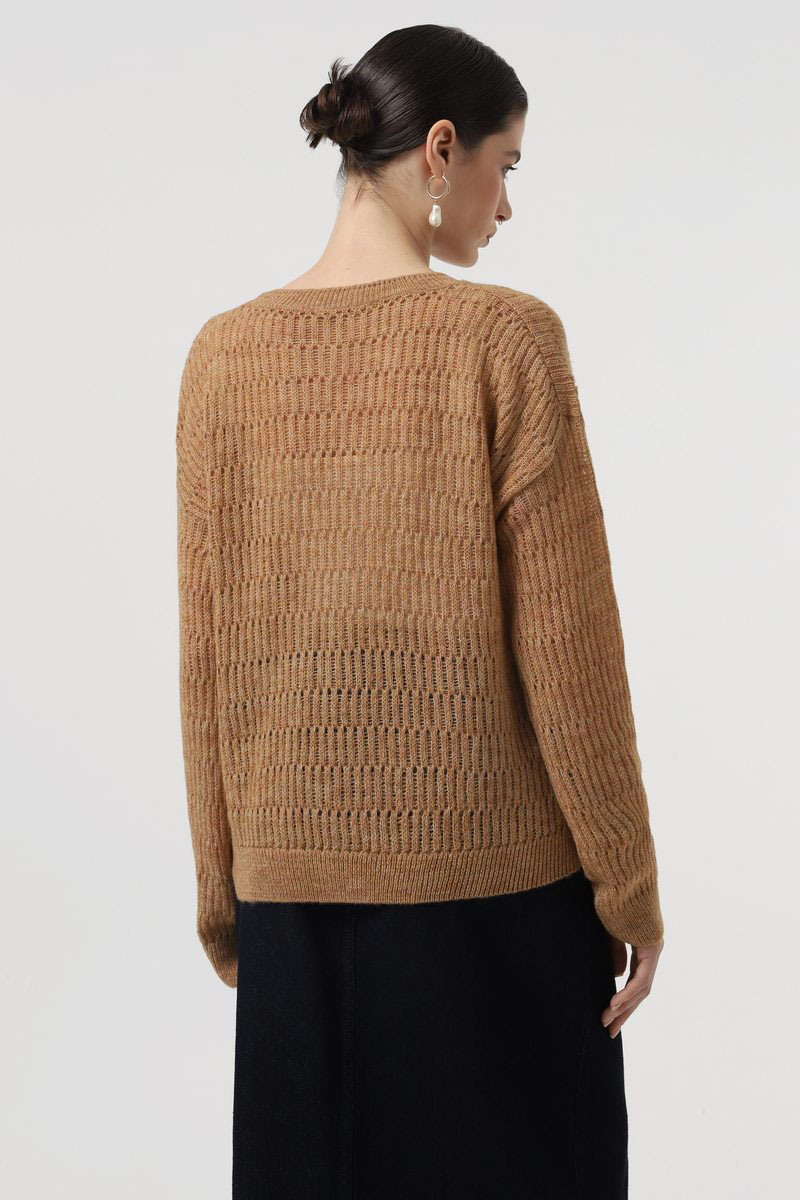 Напівпрозорий в'язаний джемпер кемел | 84800 Напівпрозорий в'язаний джемпер кемел | 84800