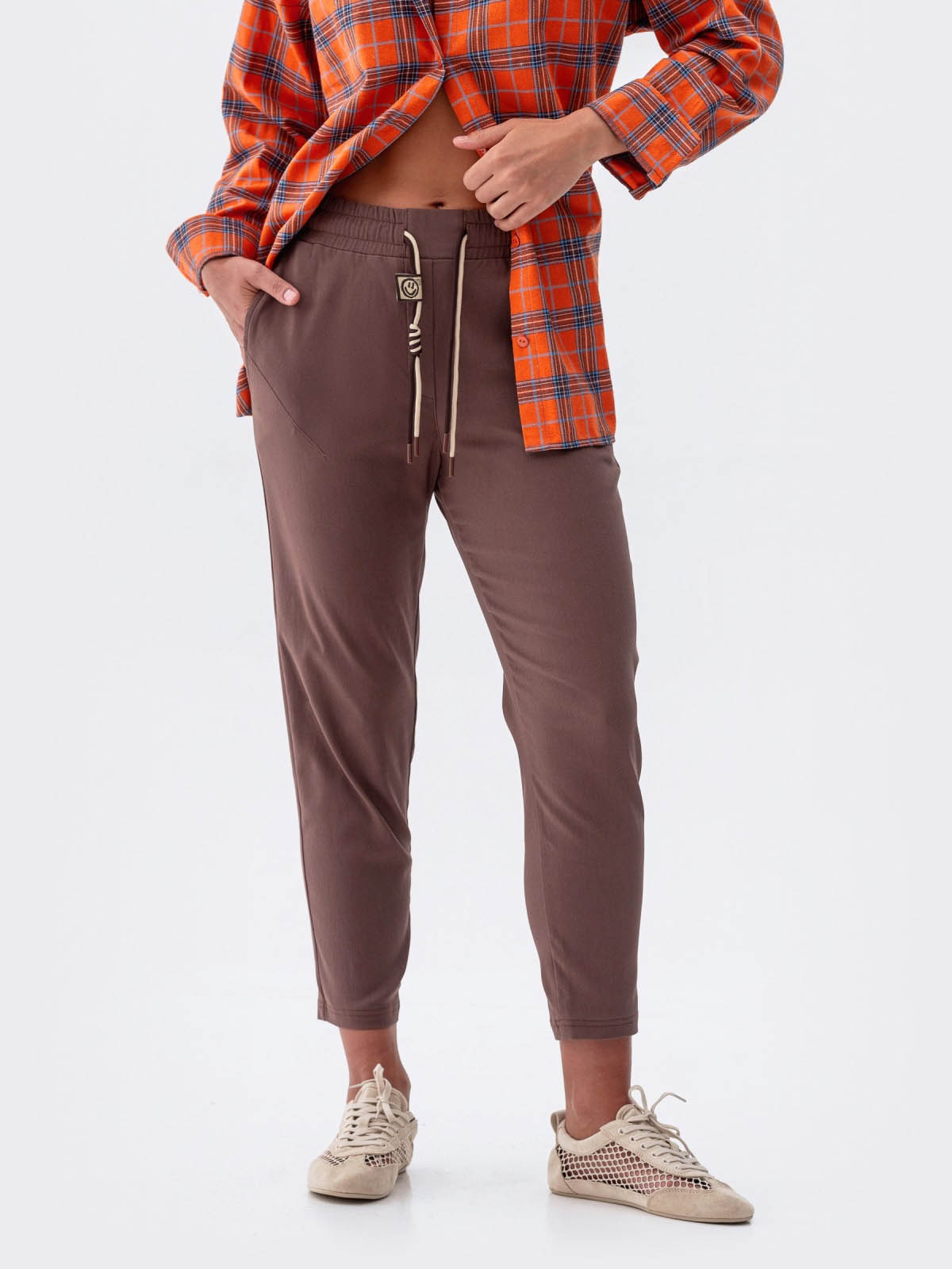 Укорочені штани коричневі завужені до низу | 84992 Укорочені штани коричневі завужені до низу | 84992