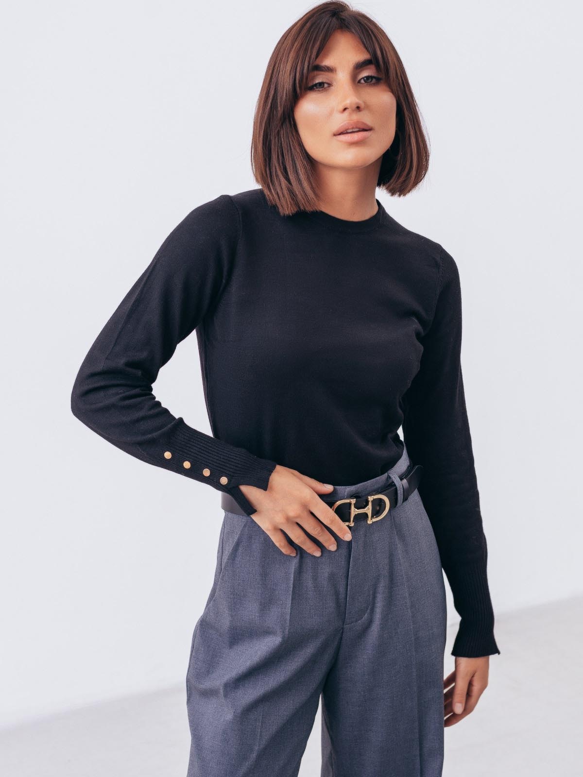 Трикотажний джемпер чорний з віскози | 85123 Трикотажний джемпер чорний з віскози | 85123