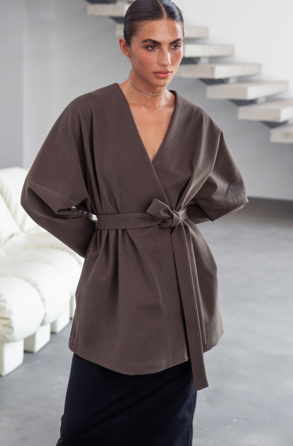 Кардиган-кімоно коричневий без підкладки | 85250