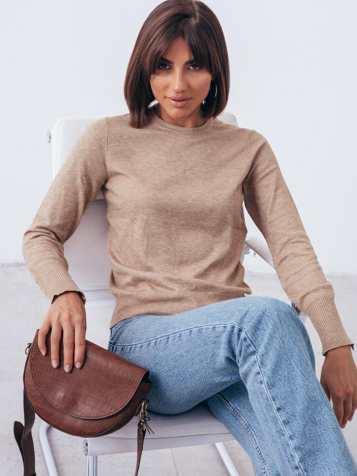 Трикотажний джемпер бежевий з віскози | 85115 Трикотажний джемпер бежевий з віскози | 85115