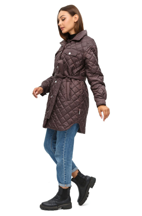 Стьобана куртка темно-коричнева на кнопках | 85501