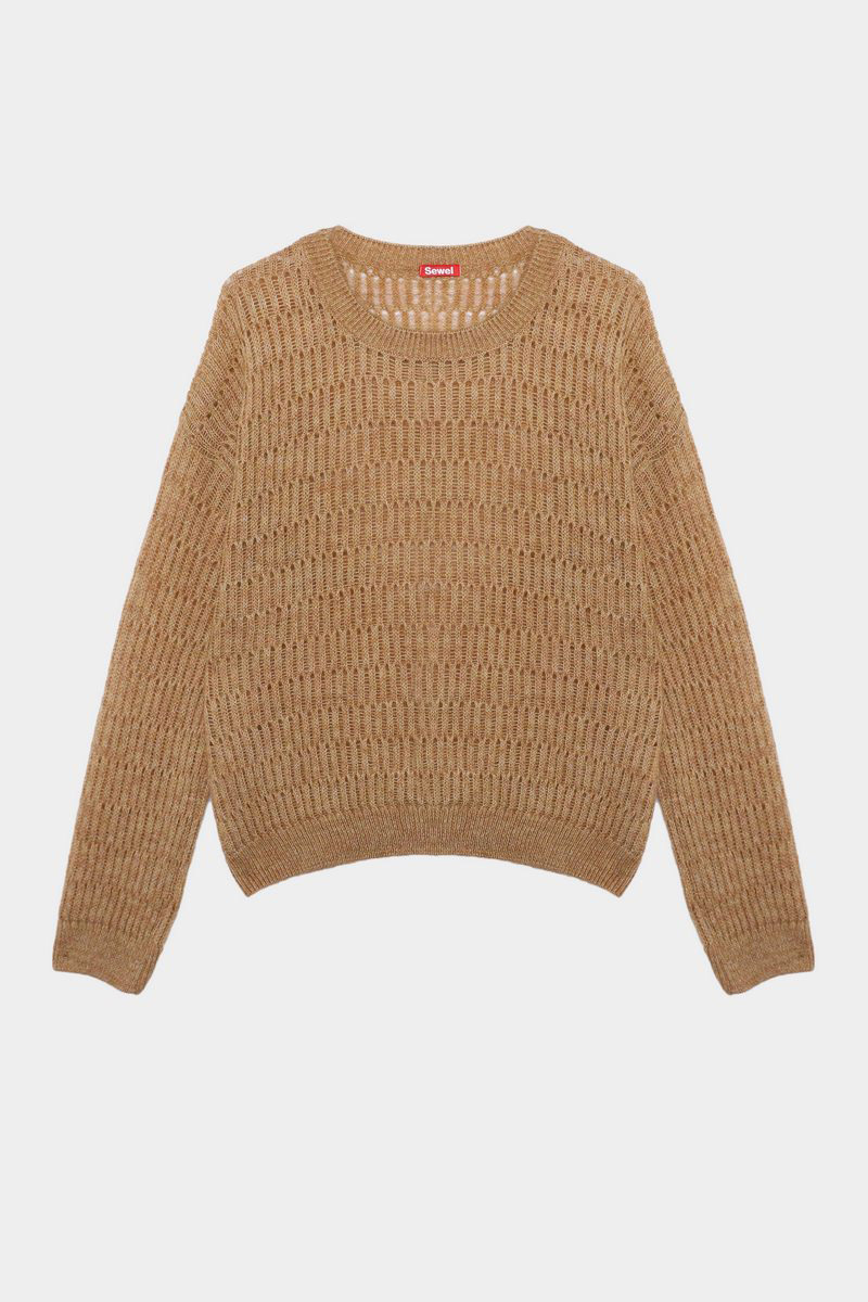 Напівпрозорий в'язаний джемпер кемел | 84800 Напівпрозорий в'язаний джемпер кемел | 84800