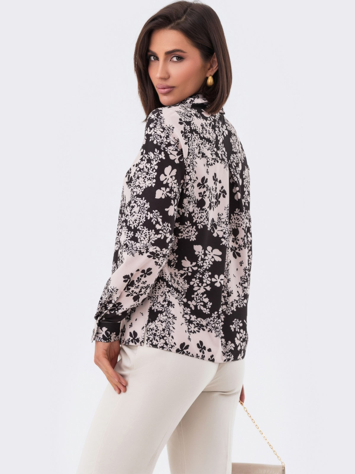 Стильна бежева сорочка з ексклюзивним принтом | 85277 Стильна бежева сорочка з ексклюзивним принтом | 85277