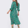 Шовкове плаття-кльош зелене в принт | 84898 Шовкове плаття-кльош зелене в принт | 84898