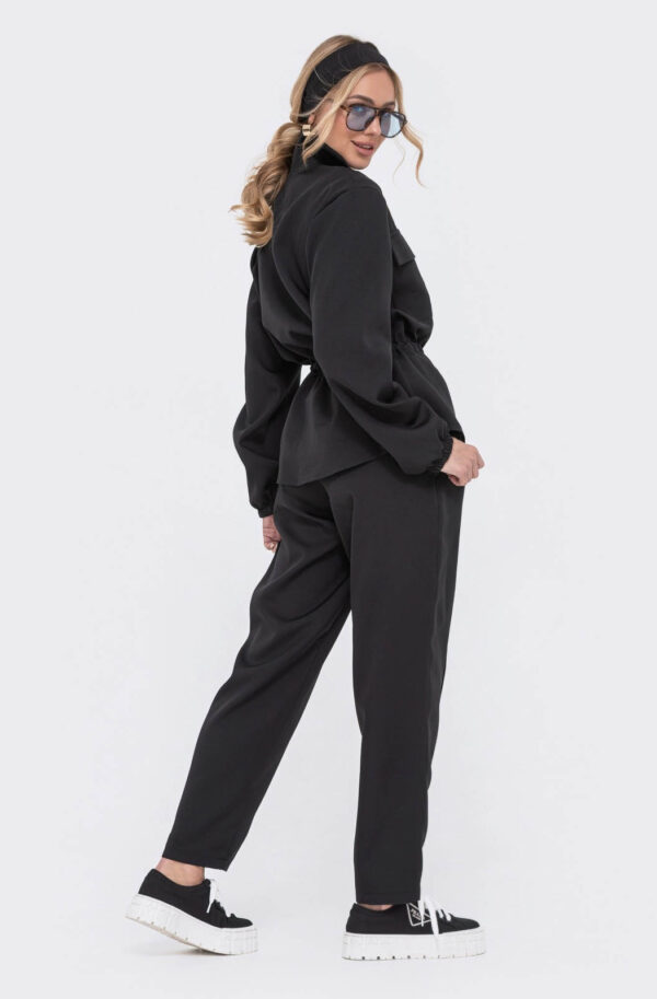 Костюм-двійка чорний з жакетом на блискавці | 84858