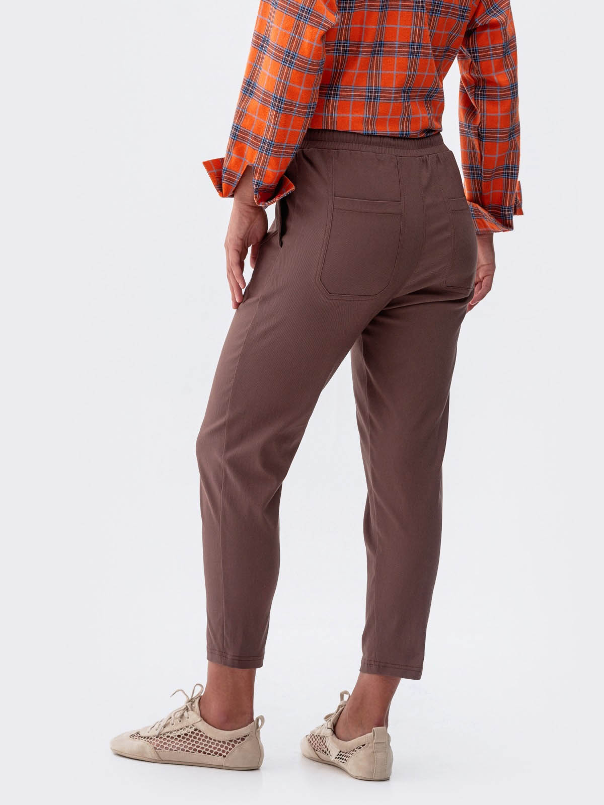 Укорочені штани коричневі завужені до низу | 84992 Укорочені штани коричневі завужені до низу | 84992