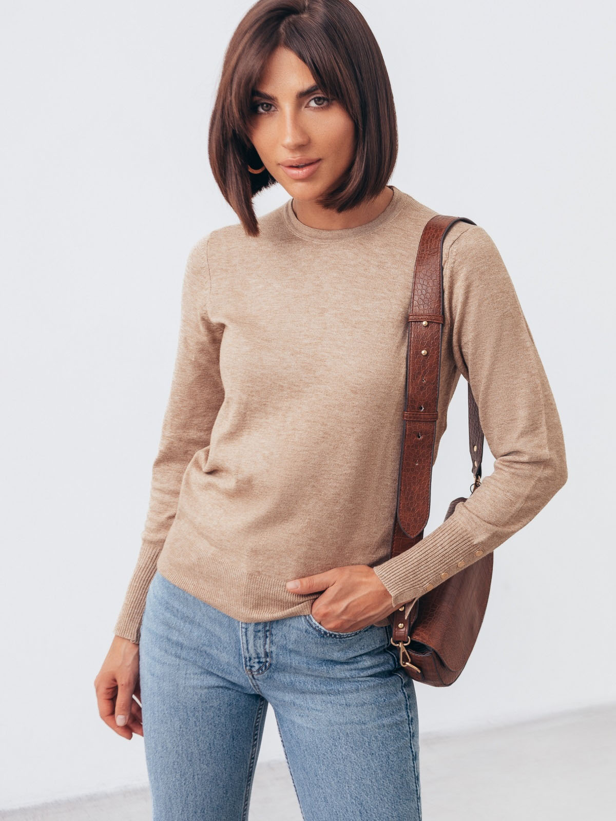 Трикотажний джемпер бежевий з віскози | 85115 Трикотажний джемпер бежевий з віскози | 85115