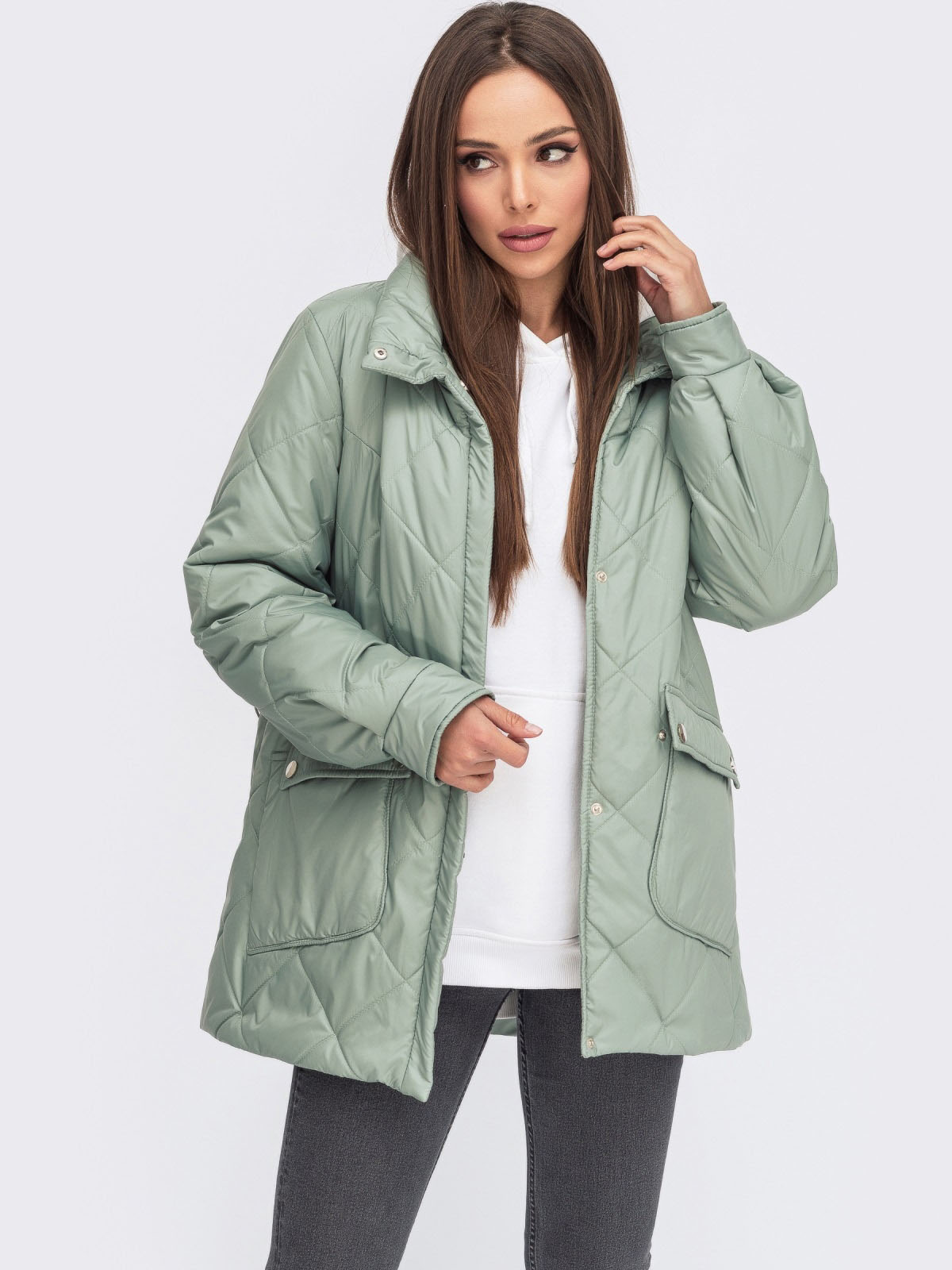 Стьобана демісезонна куртка м'ятна | 86173 Стьобана демісезонна куртка м'ятна | 86173