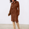Стильна замшева сукня-сорочка коричнева | 85722 Стильна замшева сукня-сорочка коричнева | 85722