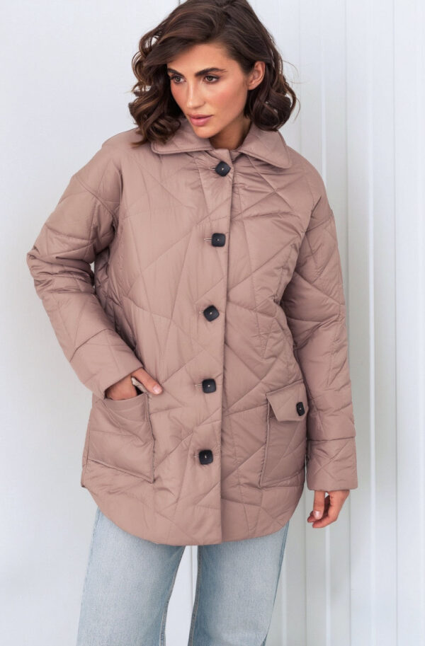 Стьобана куртка бежева прямого крою | 86165