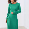 Ділова зелена сукня з гофрованими вставками | 85787 Ділова зелена сукня з гофрованими вставками | 85787