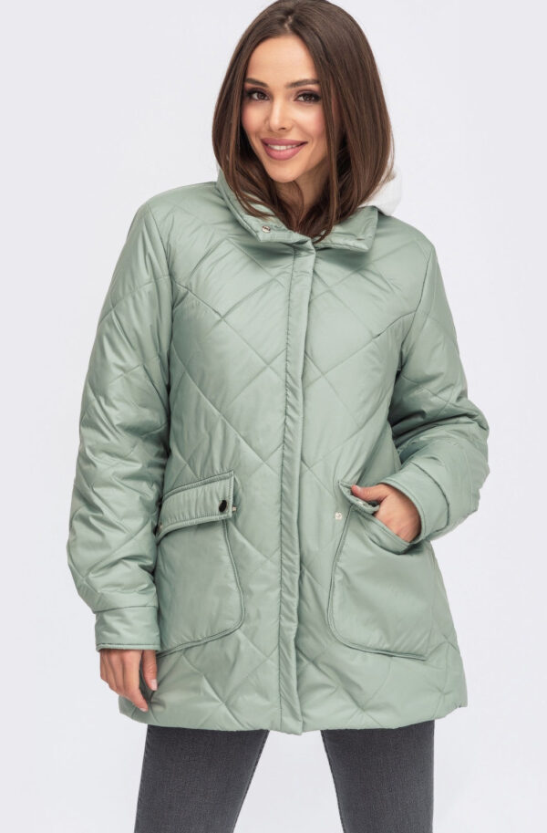Стьобана демісезонна куртка м'ятна | 86173