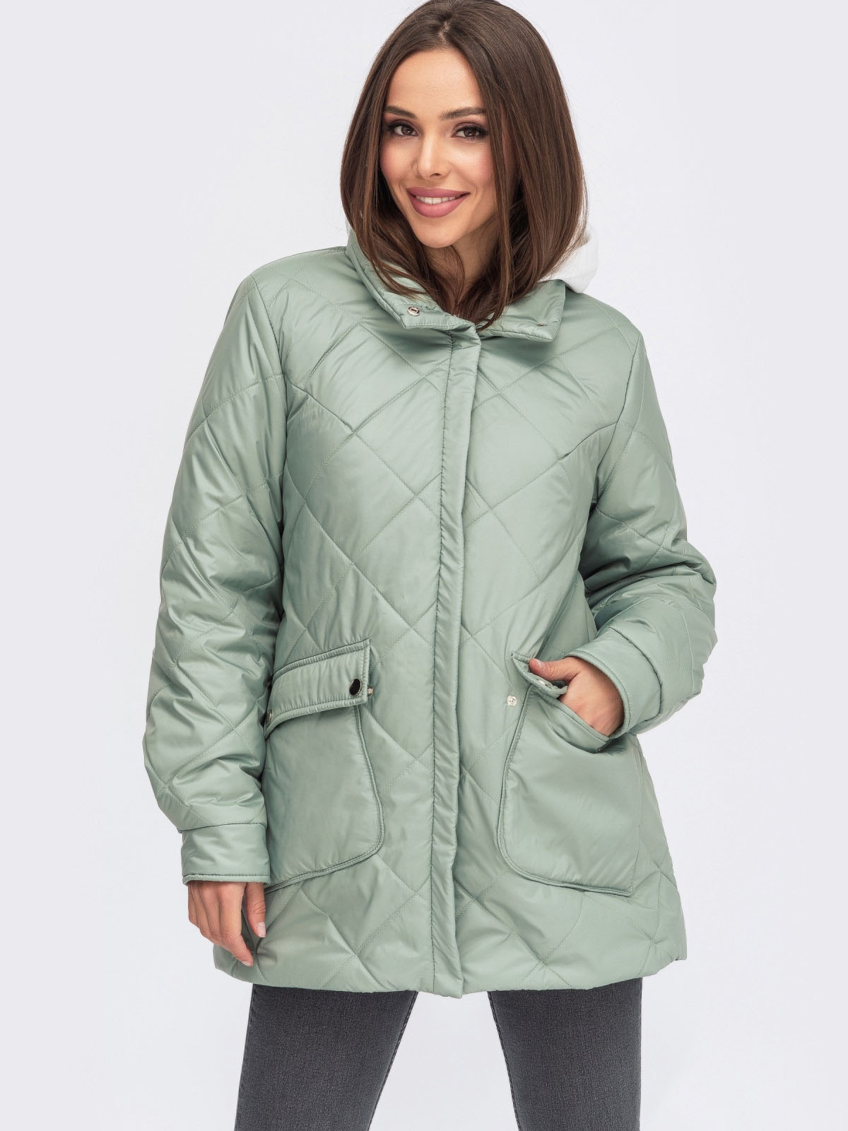 Стьобана демісезонна куртка м'ятна | 86173 Стьобана демісезонна куртка м'ятна | 86173