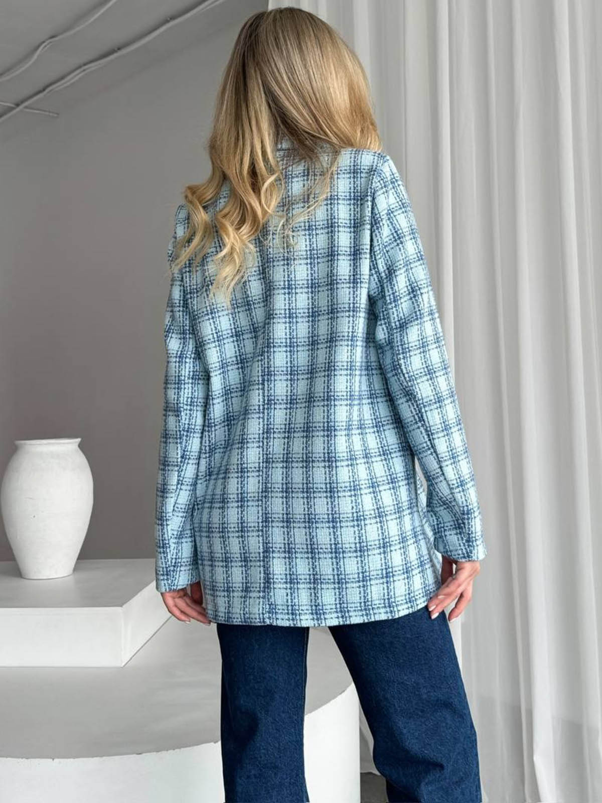 Твідовий піджак в клітинку блакитний | 85860 Твідовий піджак в клітинку блакитний | 85860