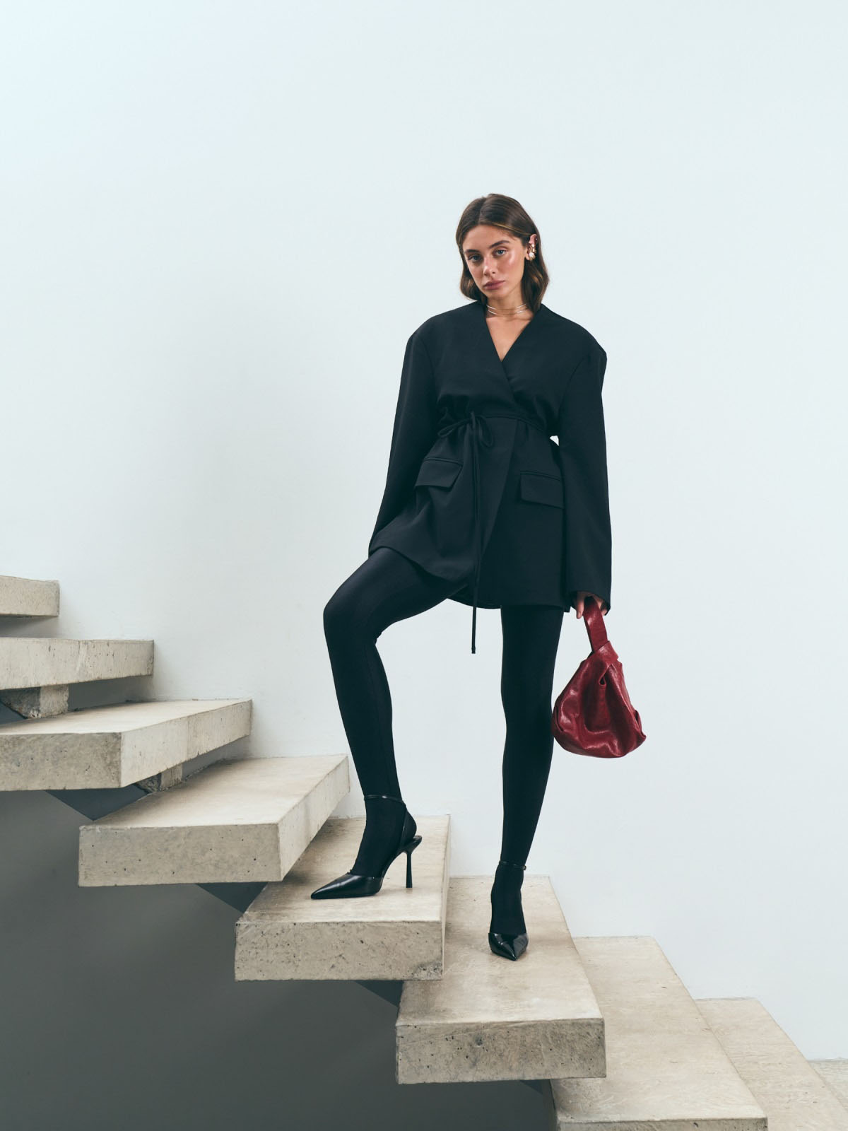 Жакет чорний на запах із зав'язками | 85973 Жакет чорний на запах із зав'язками | 85973