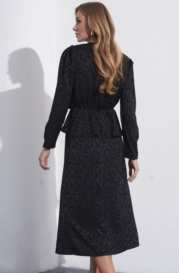 Святкова сукня чорна з баскою | 85949