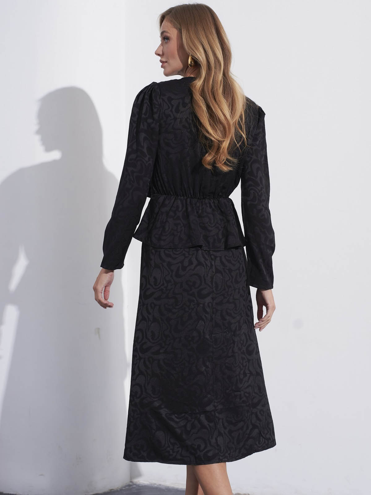 Святкова сукня чорна з баскою | 85949 Святкова сукня чорна з баскою | 85949