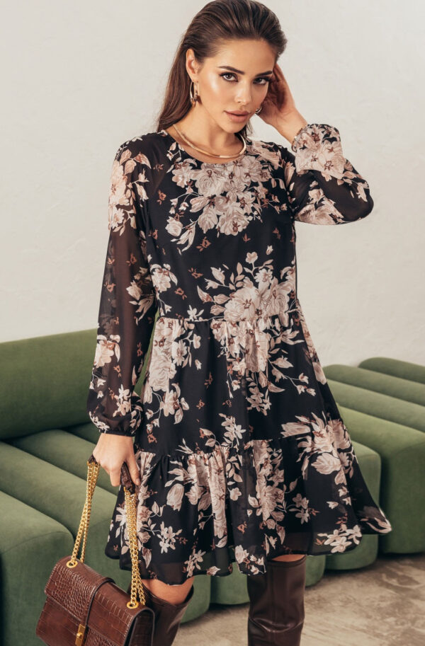 Коротке шифонове плаття в квітковий принт | 85959