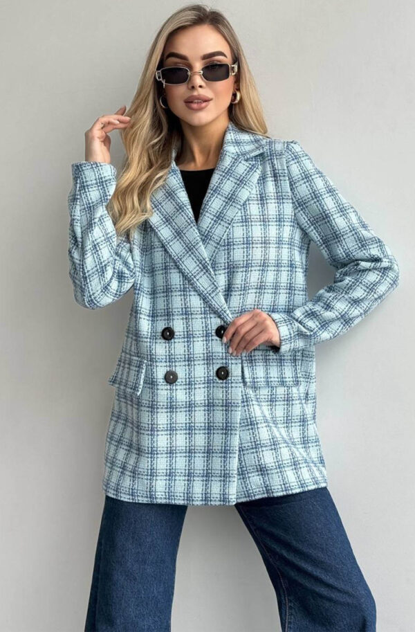 Твідовий піджак в клітинку блакитний | 85860