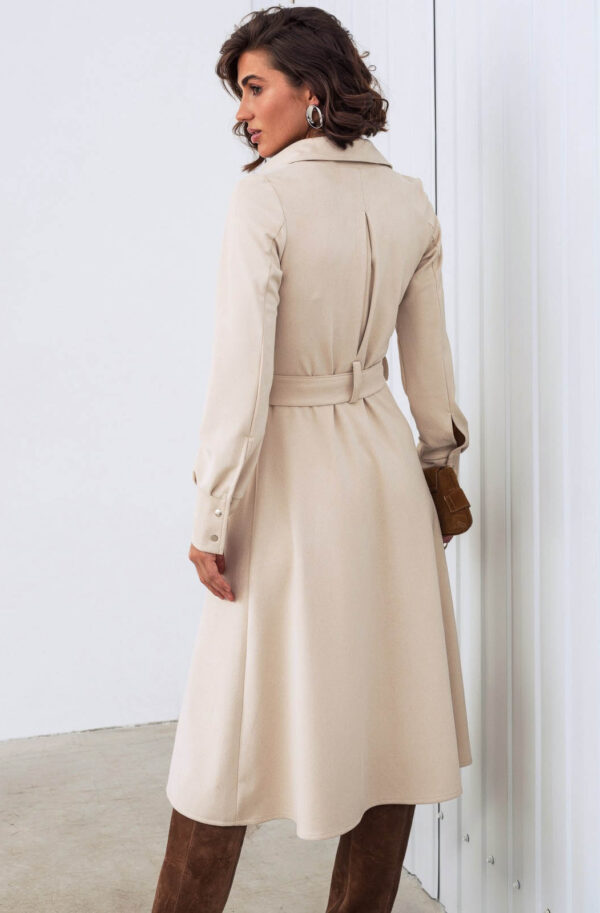 Демісезонна замшева сукня-сорочка бежева | 85678