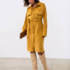 Стильна замшева сукня-сорочка гірчична | 85712 Стильна замшева сукня-сорочка гірчична | 85712
