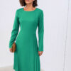 Ділова зелена сукня з гофрованими вставками | 85787 Ділова зелена сукня з гофрованими вставками | 85787