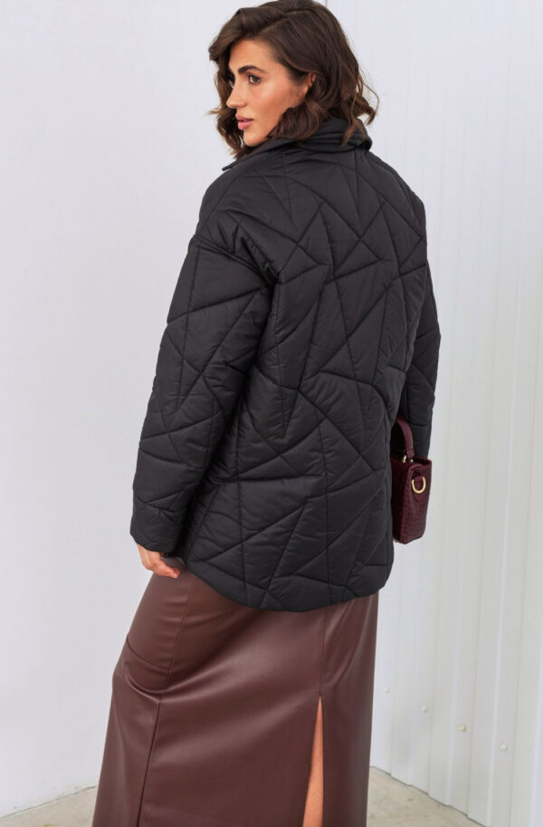 Стьобана куртка чорна прямого крою | 86056