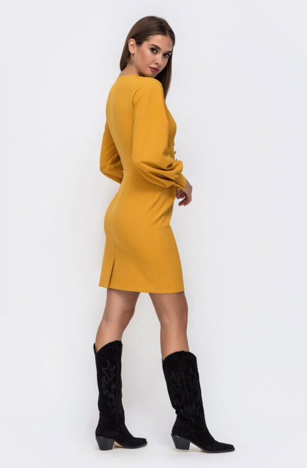 Демісезонна сукня-футляр гірчична | 85729