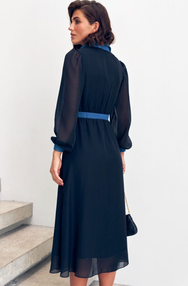 Шифонова сукня-сорочка чорна на підкладці | 85777