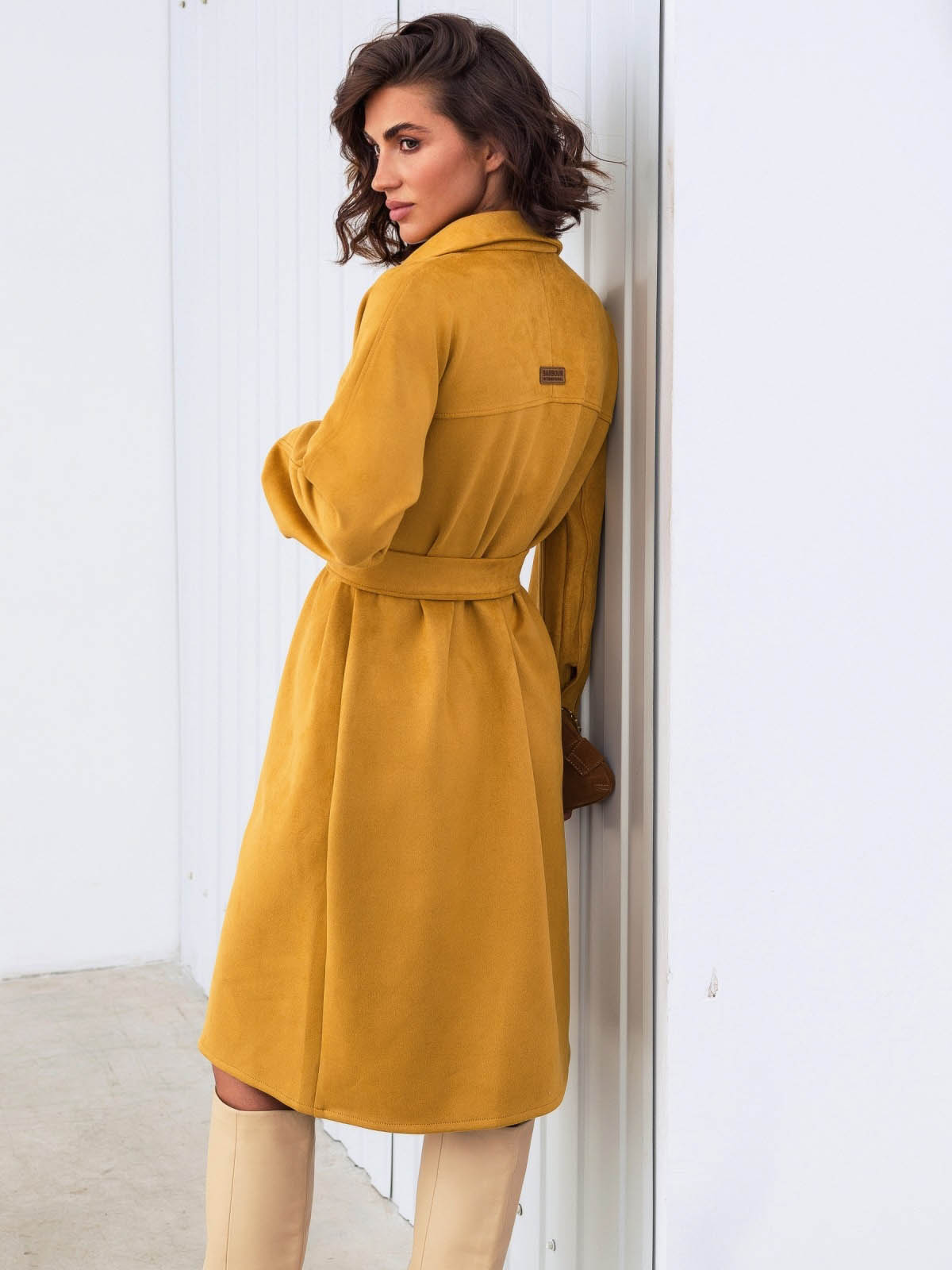 Стильна замшева сукня-сорочка гірчична | 85712 Стильна замшева сукня-сорочка гірчична | 85712
