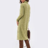В'язана сукня-гольф з косами оливкова | 85813