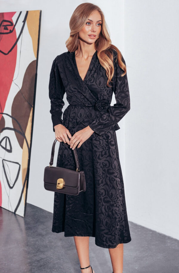 Святкова сукня чорна з баскою | 85949