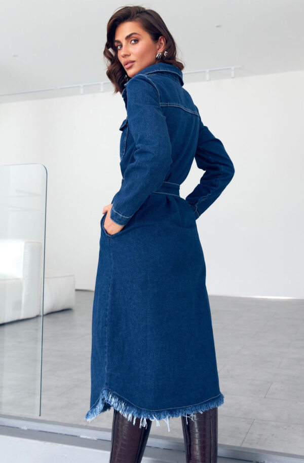 Джинсове плаття-сорочка міді синє | 85621