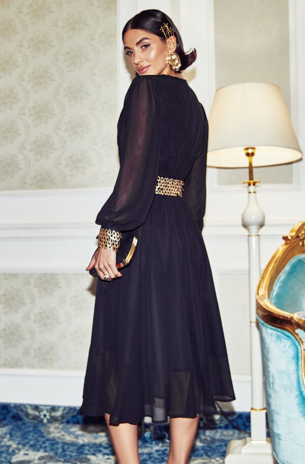 Святкова сукня шифонова чорна з паєтками | 86033