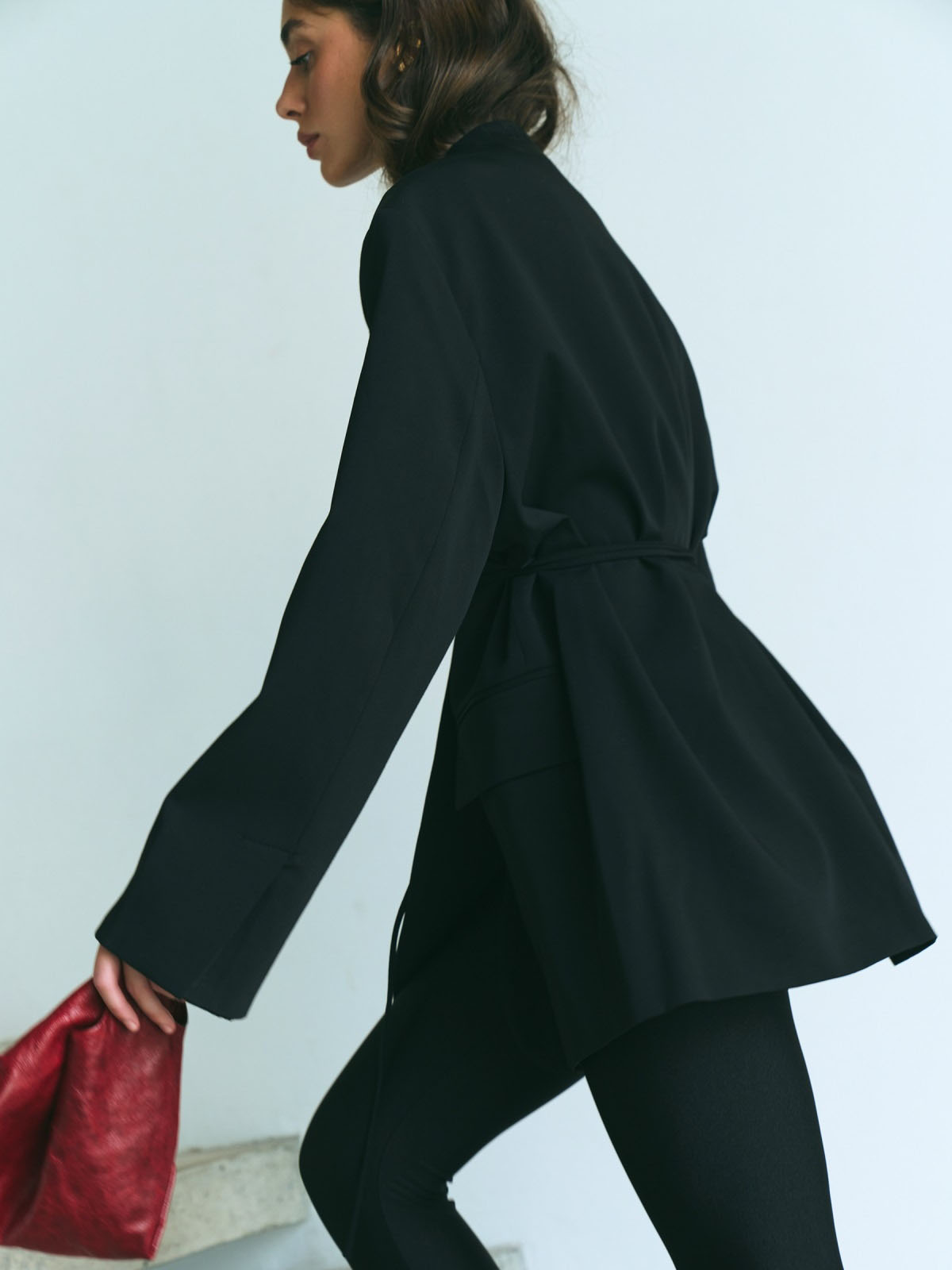 Жакет чорний на запах із зав'язками | 85973 Жакет чорний на запах із зав'язками | 85973