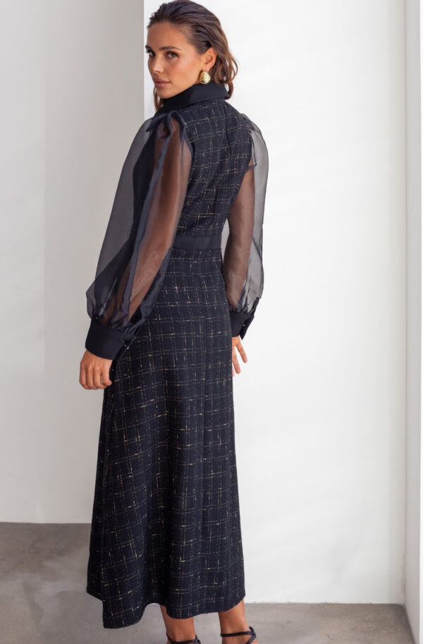 Елегантна твідова сукня чорна з люрексом | 86046