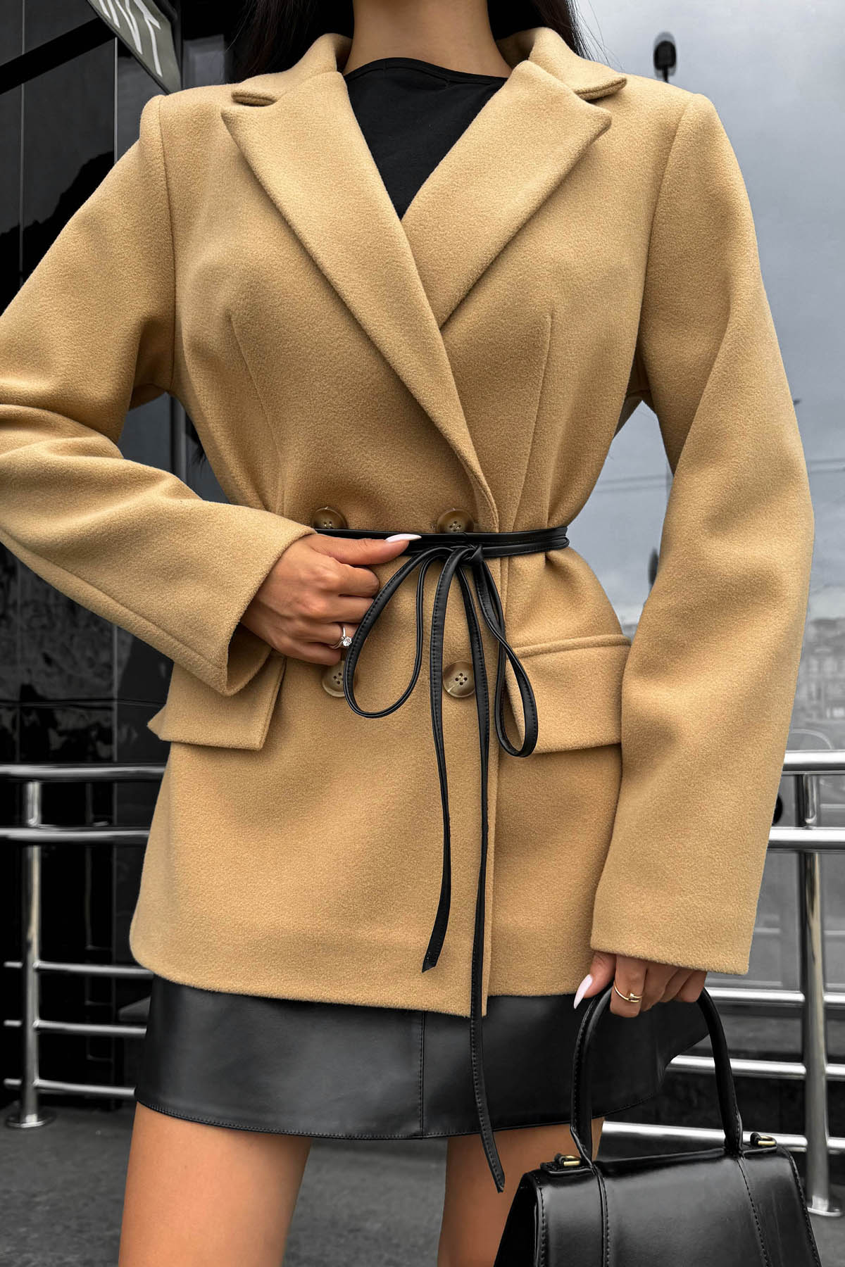 Демісезонний вовняний тренч кемел | 85651 Демісезонний вовняний тренч кемел | 85651