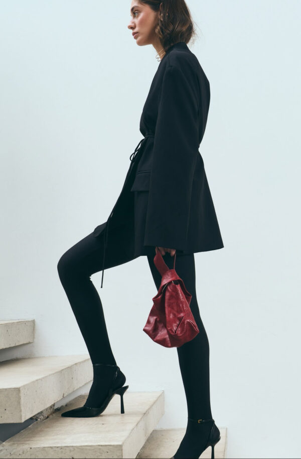 Жакет чорний на запах із зав'язками | 85973