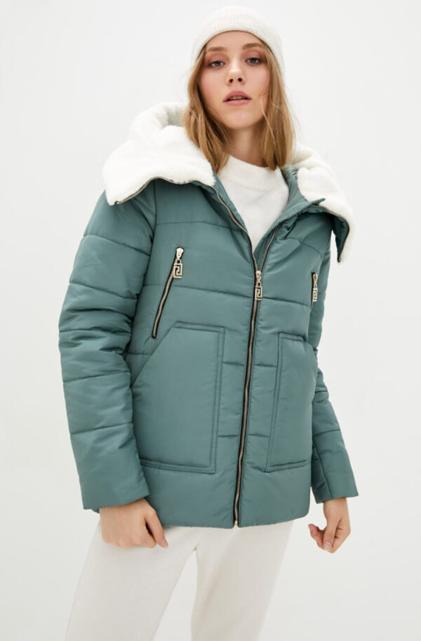 Коротка куртка на теплу зиму м'ятна | 86491