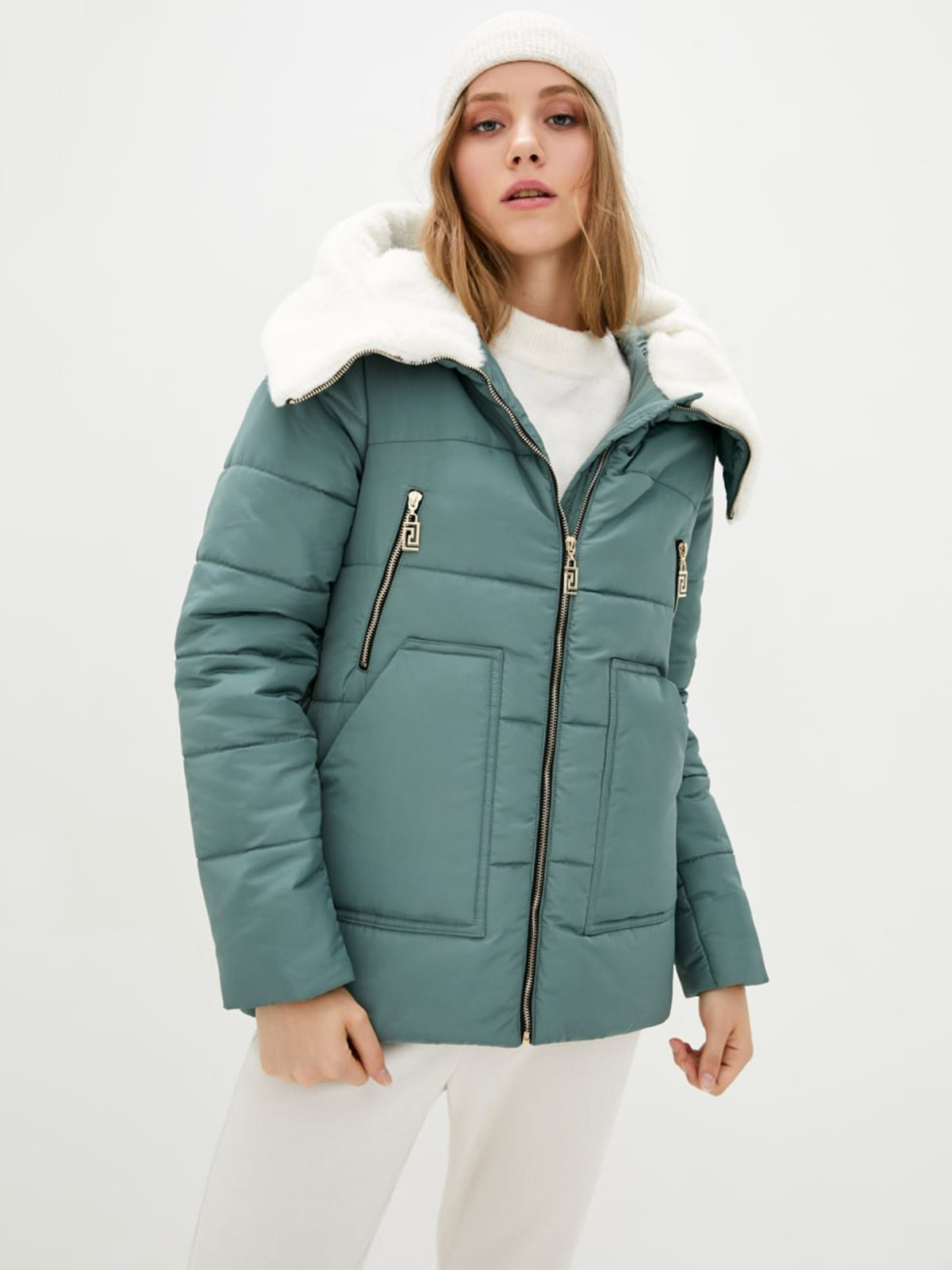 Коротка куртка на теплу зиму м'ятна | 86491 Коротка куртка на теплу зиму м'ятна | 86491