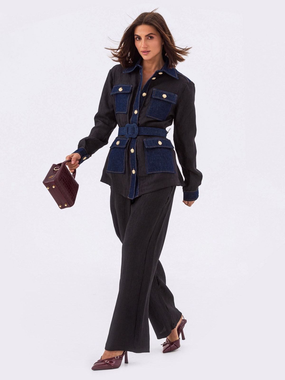 Костюм-двійка чорний сорочка зі штанами | 86572 Костюм-двійка чорний сорочка зі штанами | 86572